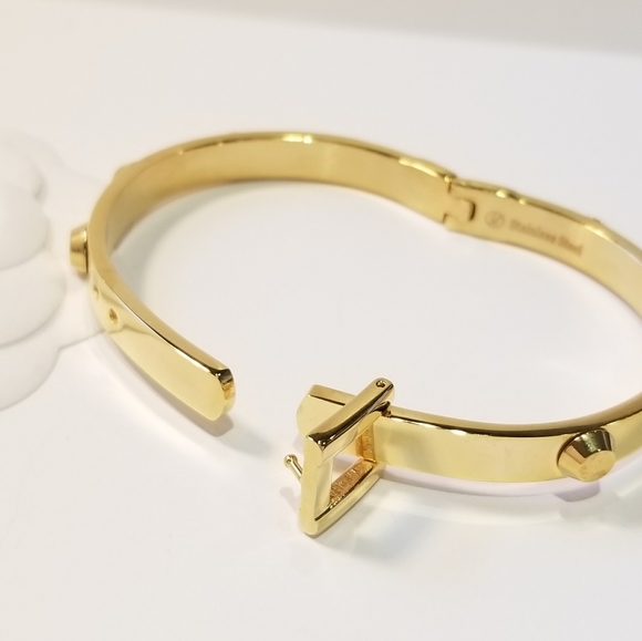 18K Gold Plated Belt Buckle Bangle Bracelet NEW - Picture 5 of 8